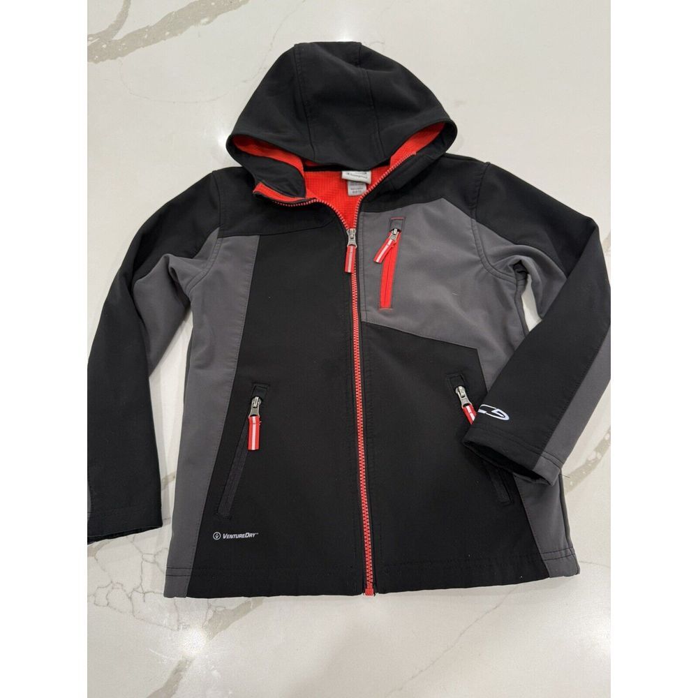Boy Champion light Jacket size M Black/Red Venture Dry Wind Breaker EUC Full Zip